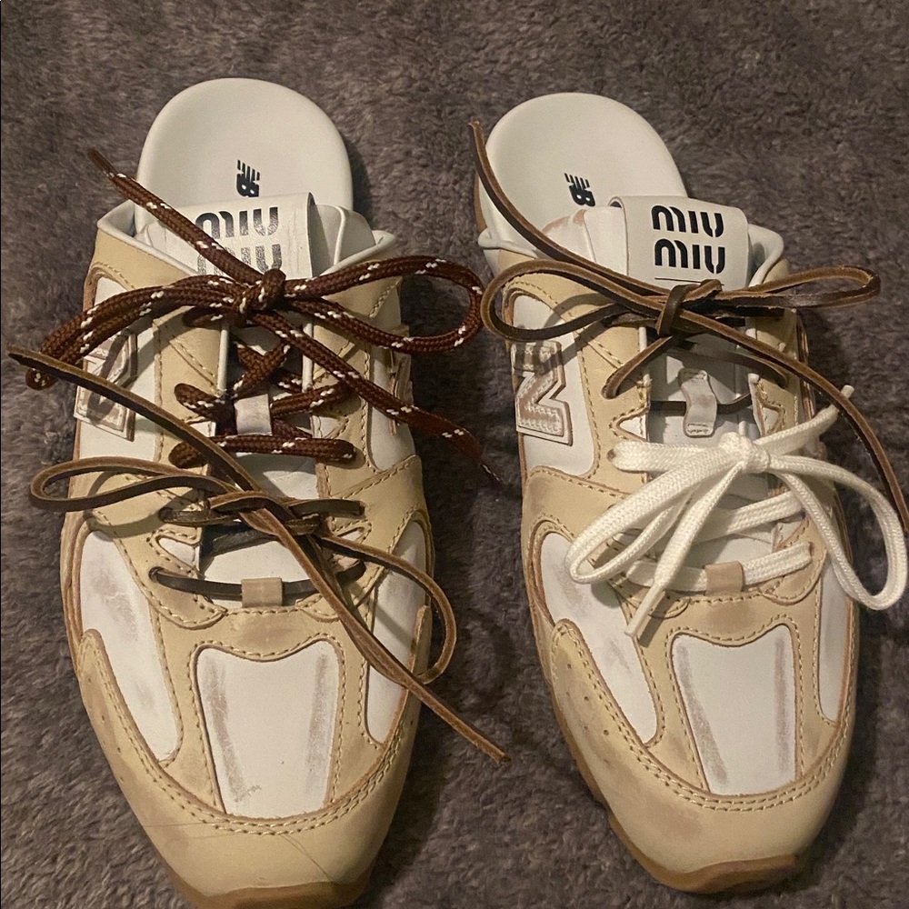 Original miu miu  Beige and White Sneakers